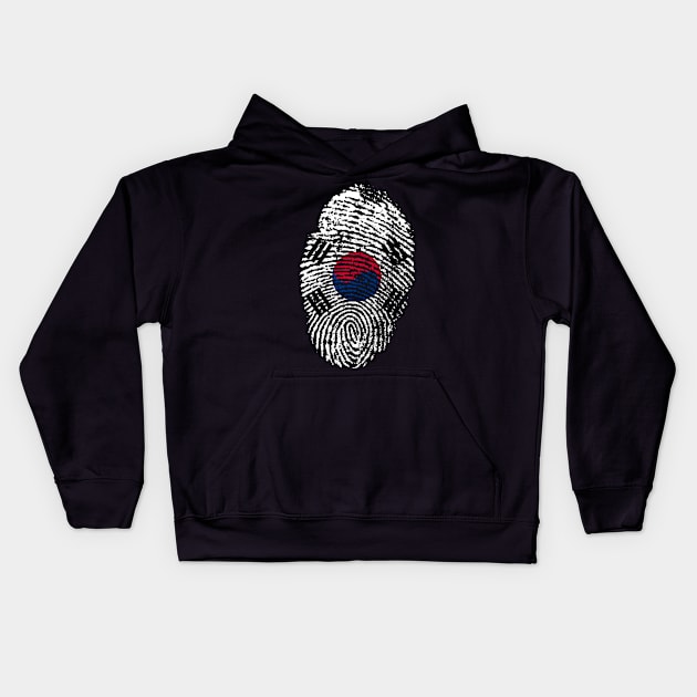 South Korea Flag - KR Fingerprint Flag - South Korean Flag Kids Hoodie by Printaha